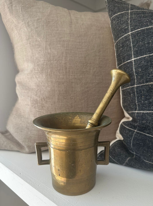 Antique Solid Brass Mortar and Pestle