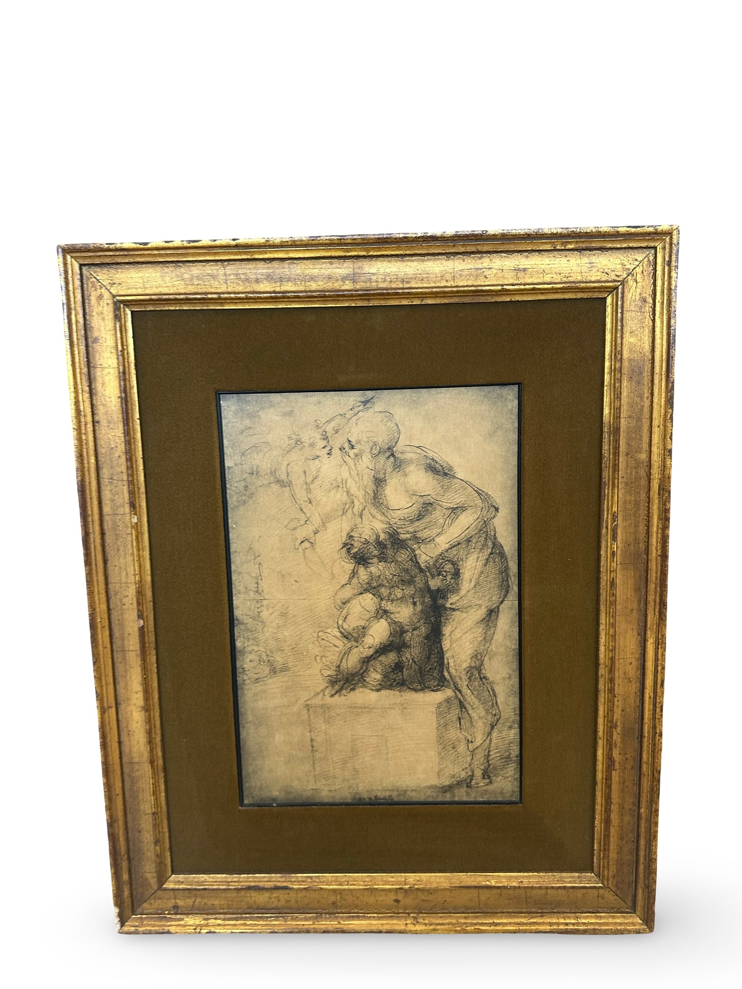 Vintage Print with Gold & Velvet Frame
