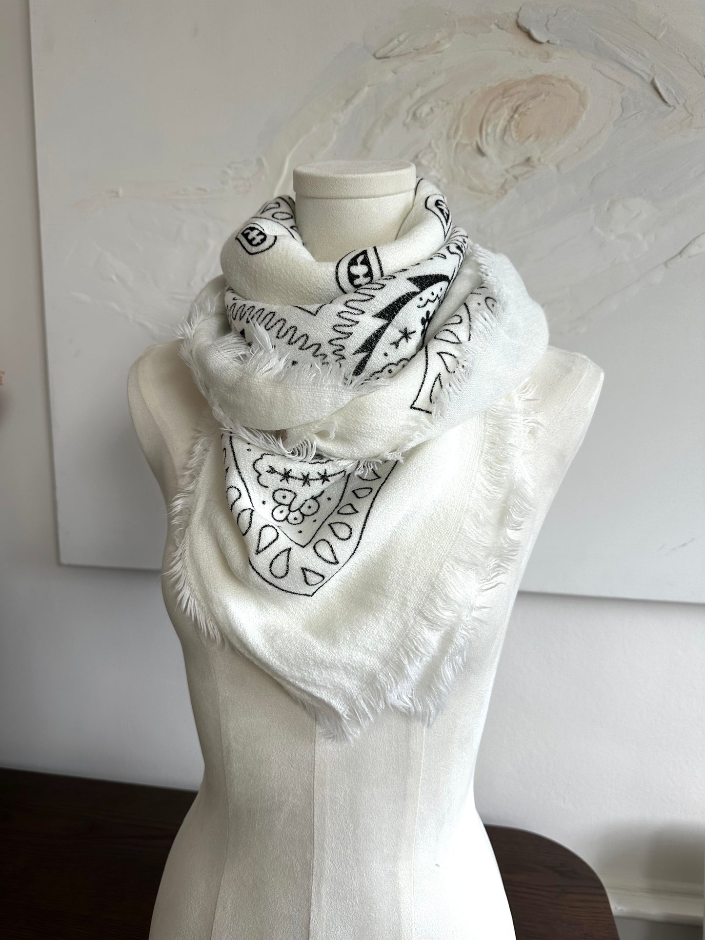 Printed Bandana Scarf- White