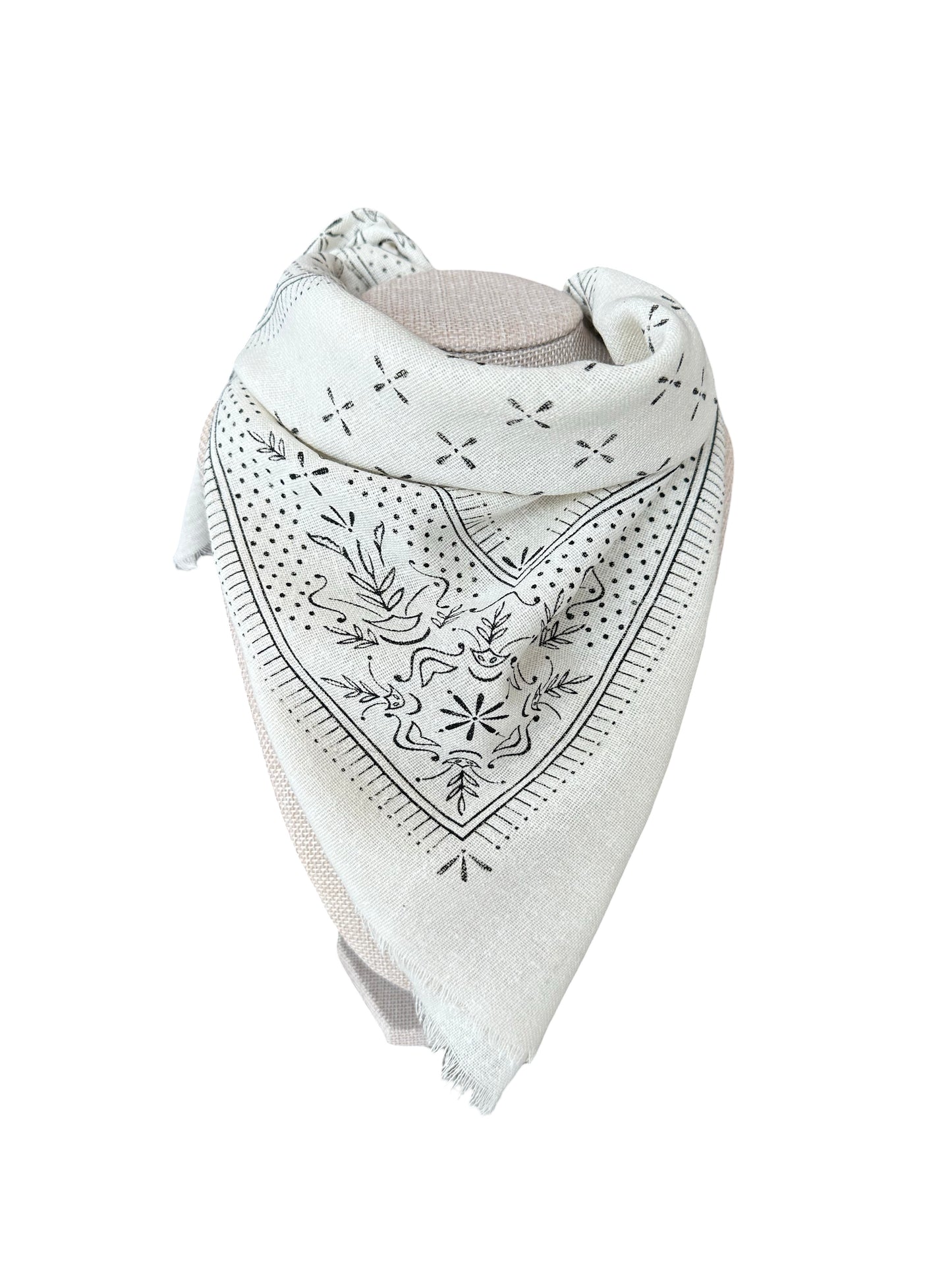 100% Silk Bandana- White