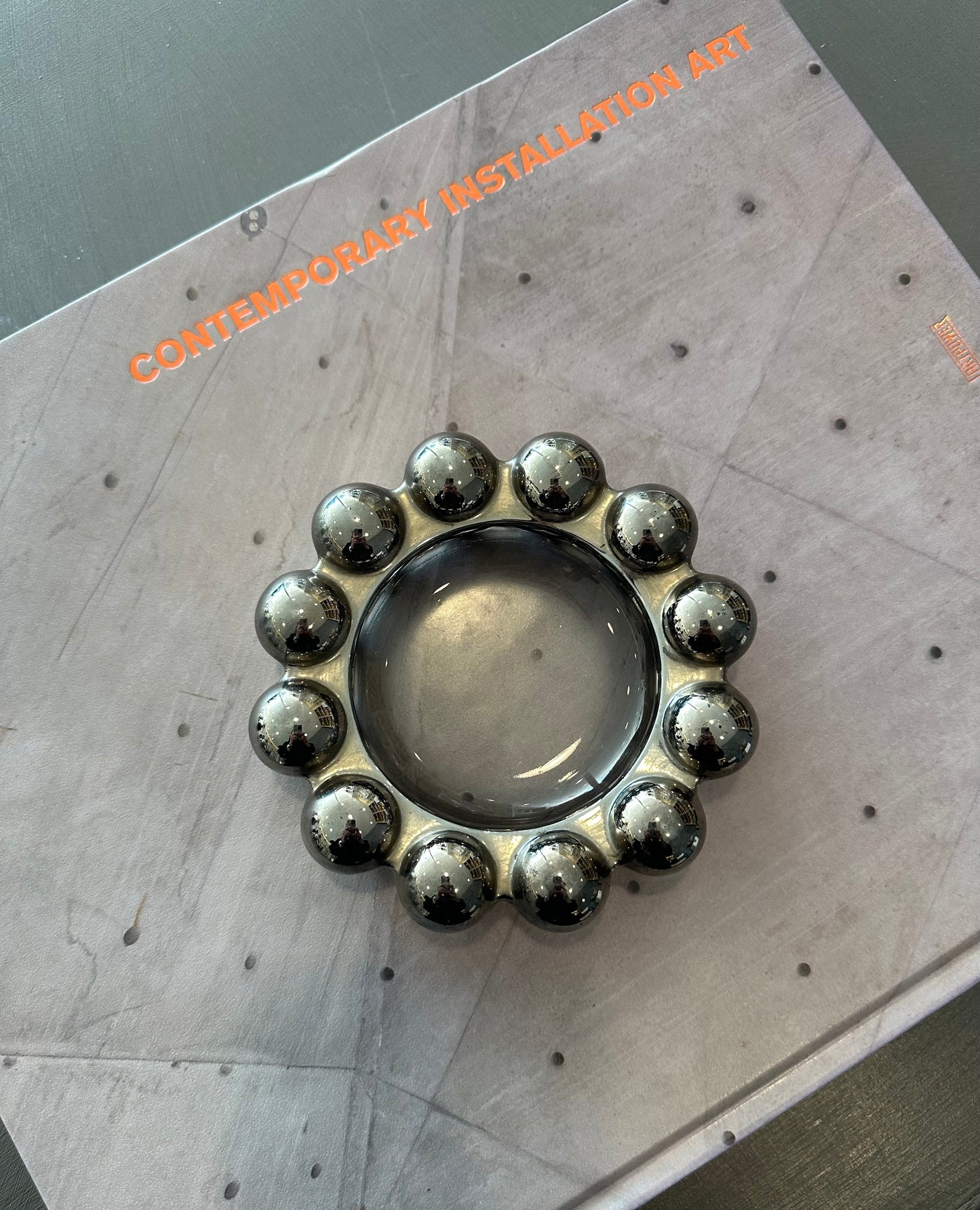Vintage Metallic and Glass Ashtray