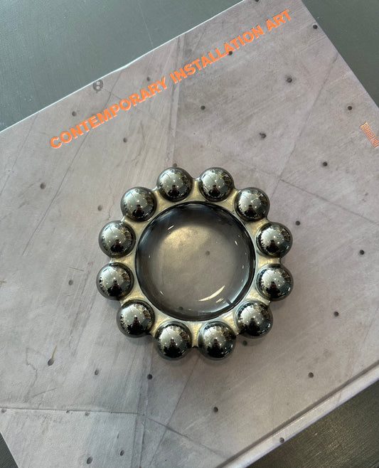 Vintage Metallic and Glass Ashtray