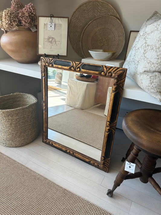 Antique Baroque Black & Giltwood Mirror