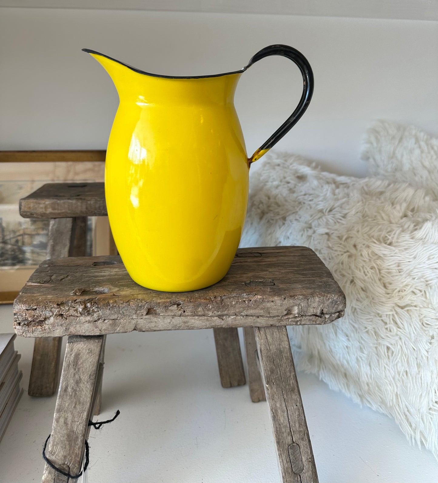 Vintage Japanese Enamel Pitcher