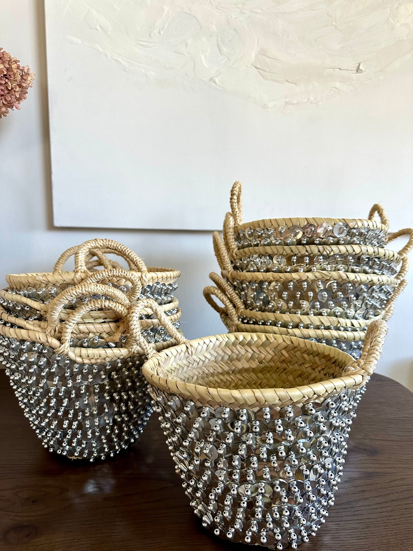 Mini Moroccan Straw Sequin Bag