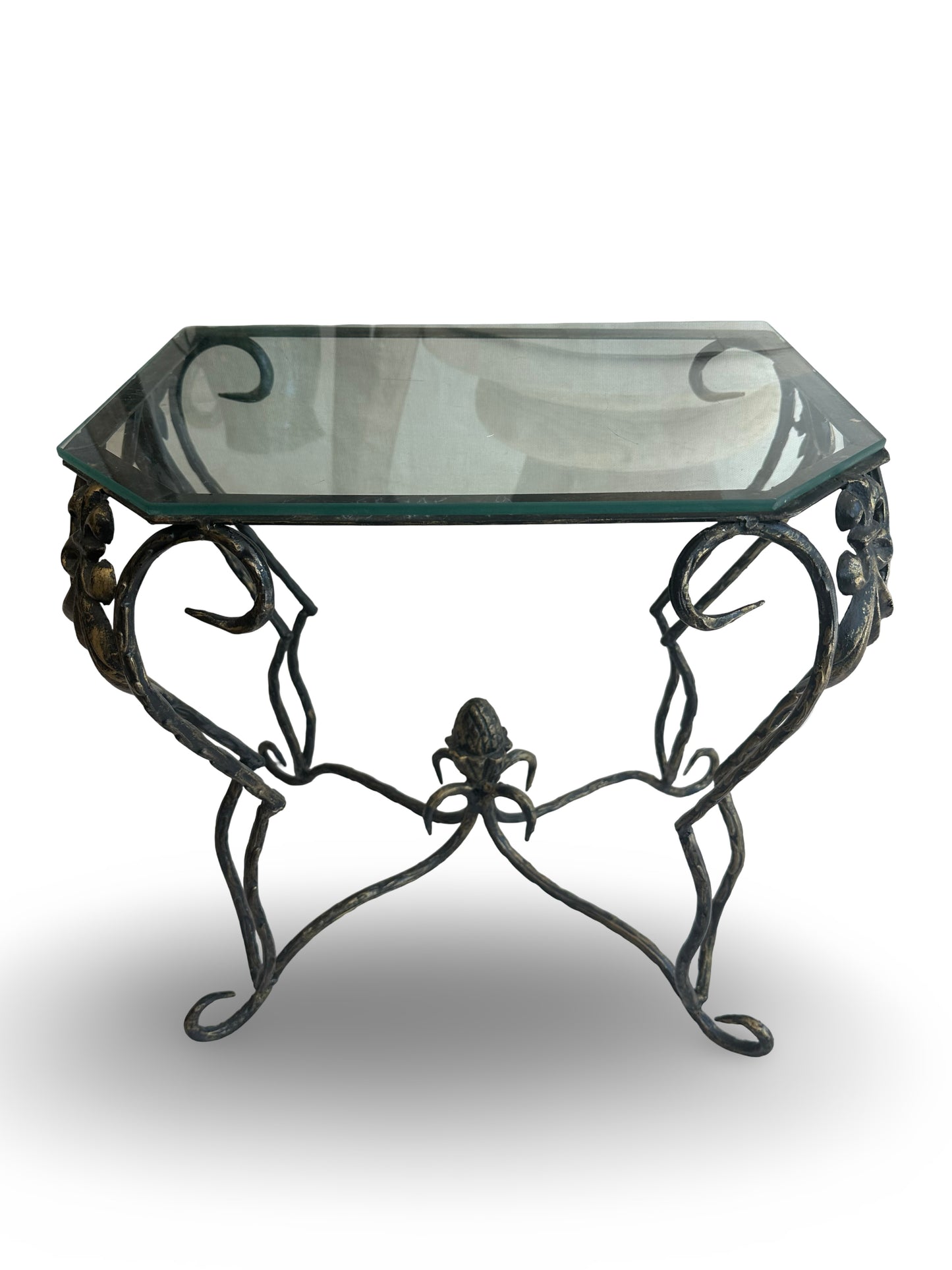 Vintage  Iron & Glass Accent Table
