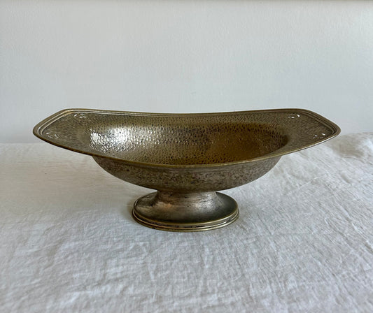 1900's Hammered Pewter Art Deco Pedestal Bowl