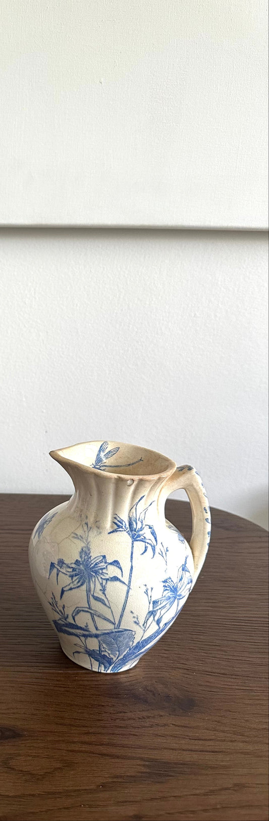 Antique Blue Floral Transferware Pitcher