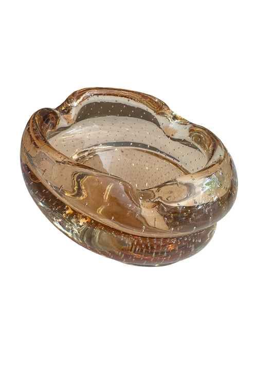 Vintage Mid Century Bubble Glass Ashtray