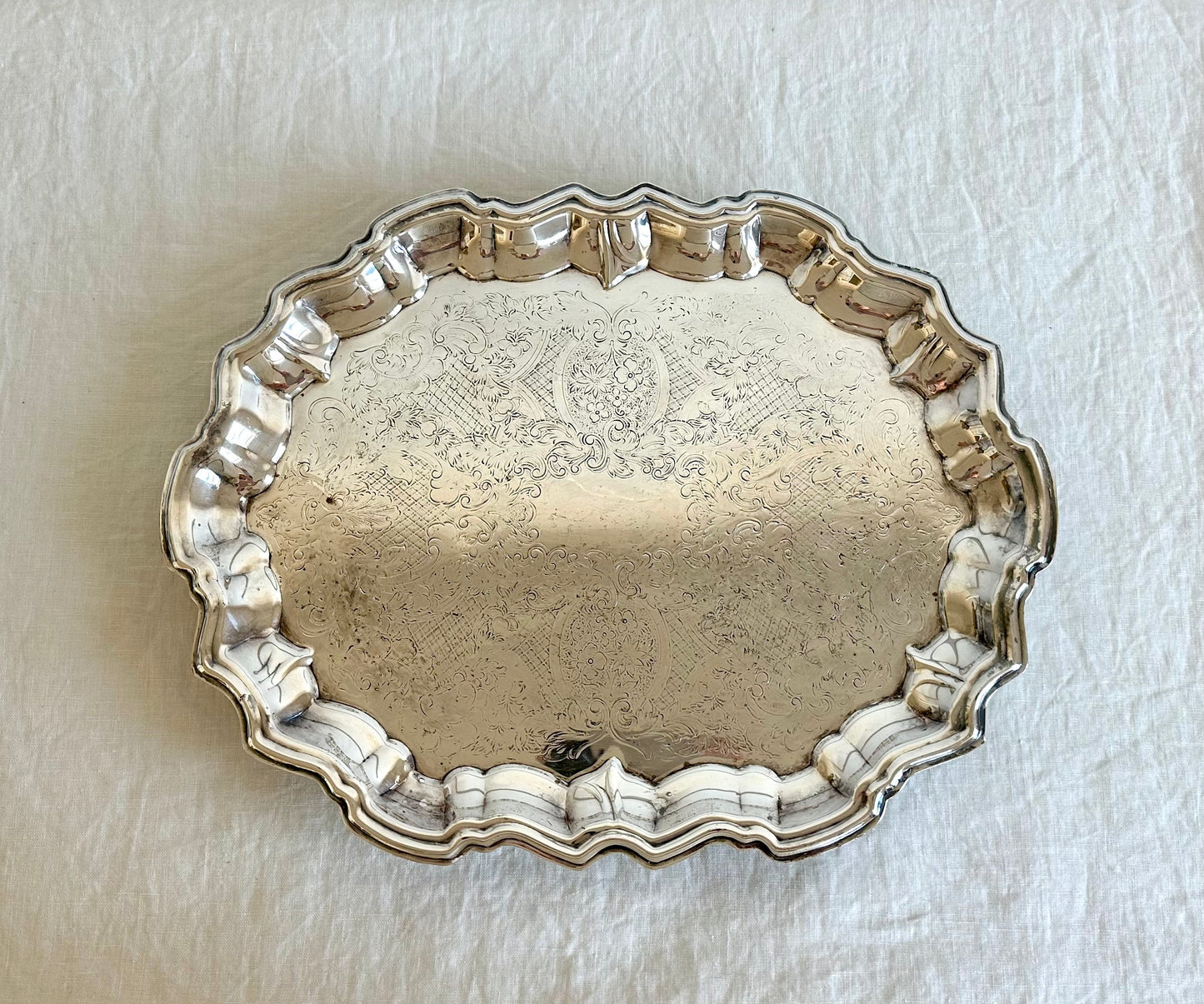 Vintage Silver Plate Footed Tray