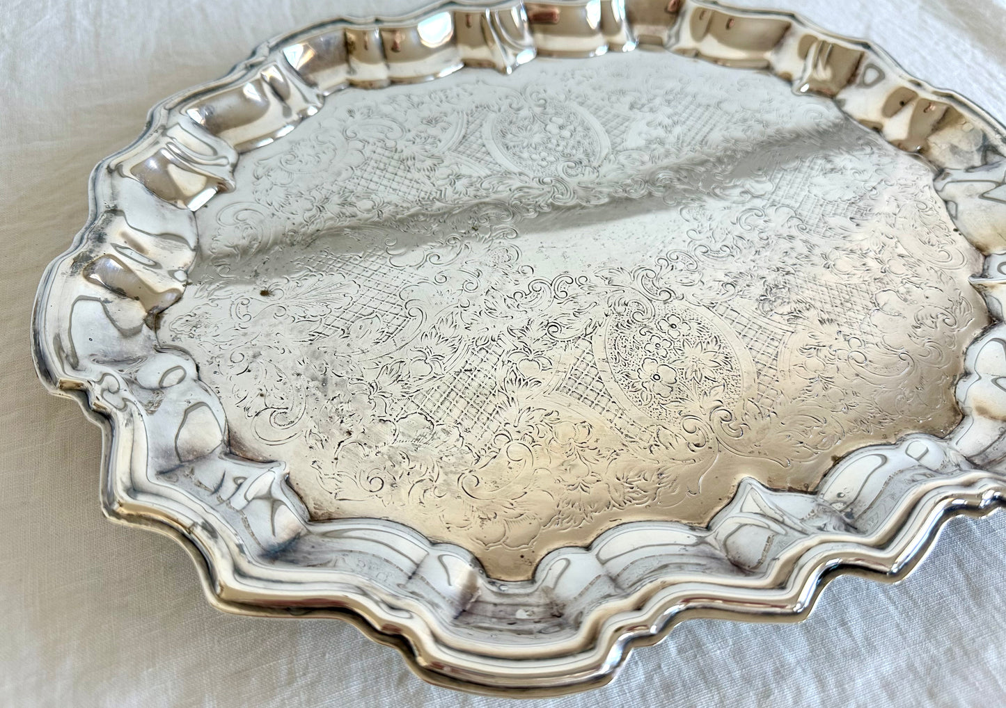 Vintage Silver Plate Footed Tray