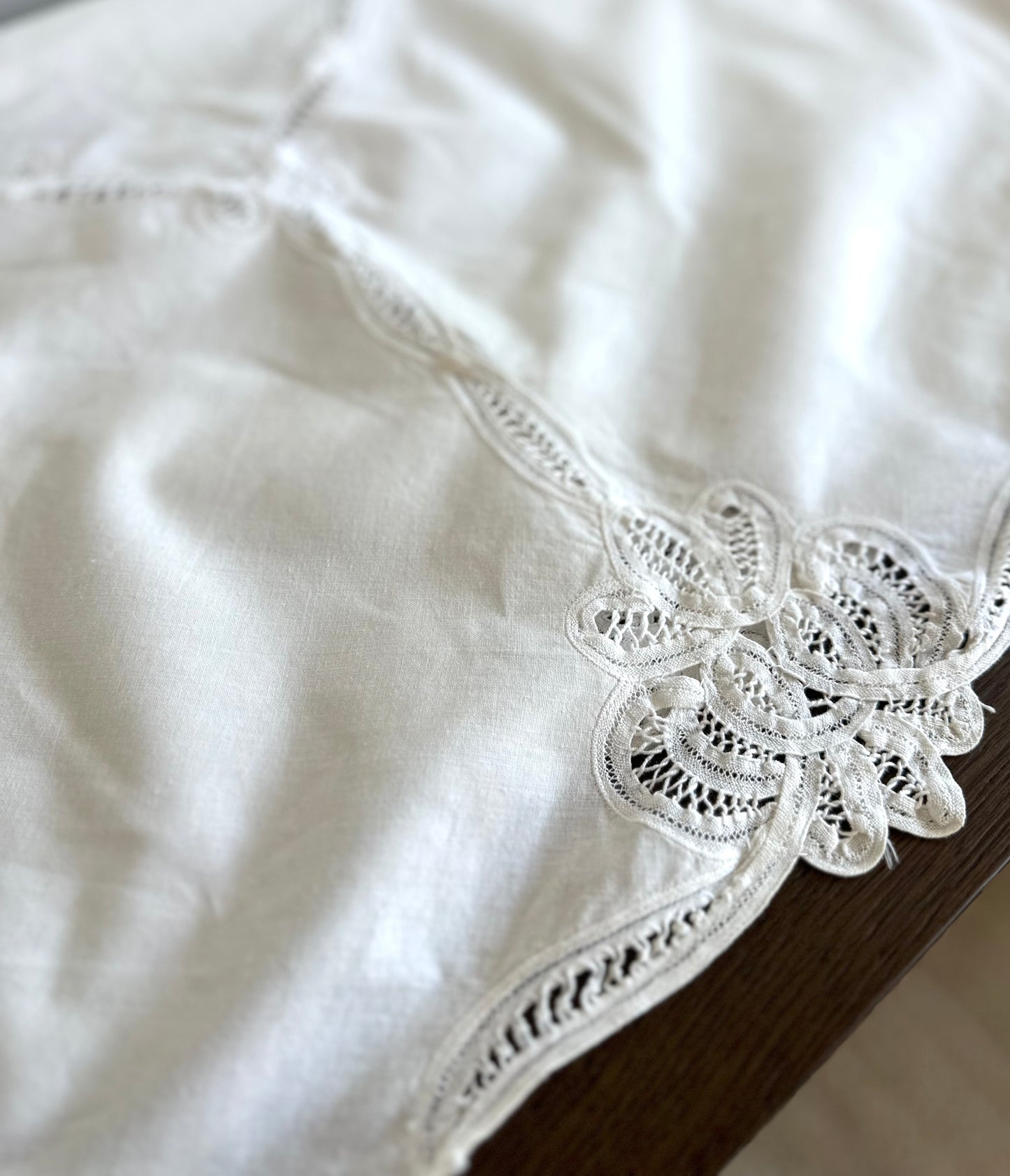 Vintage Round Embroidered Tablecloth