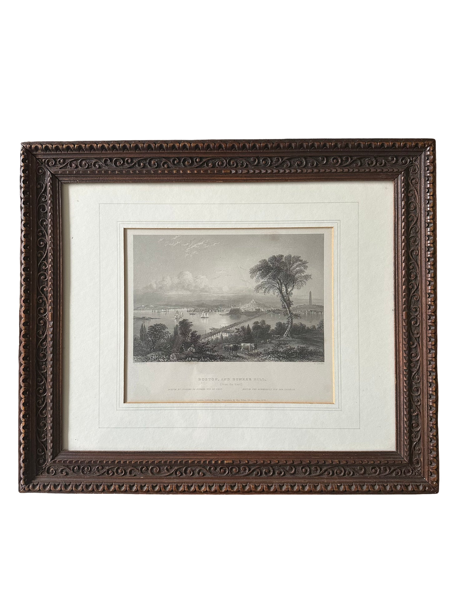 Antique 19th Century Engraving with Wood Frame