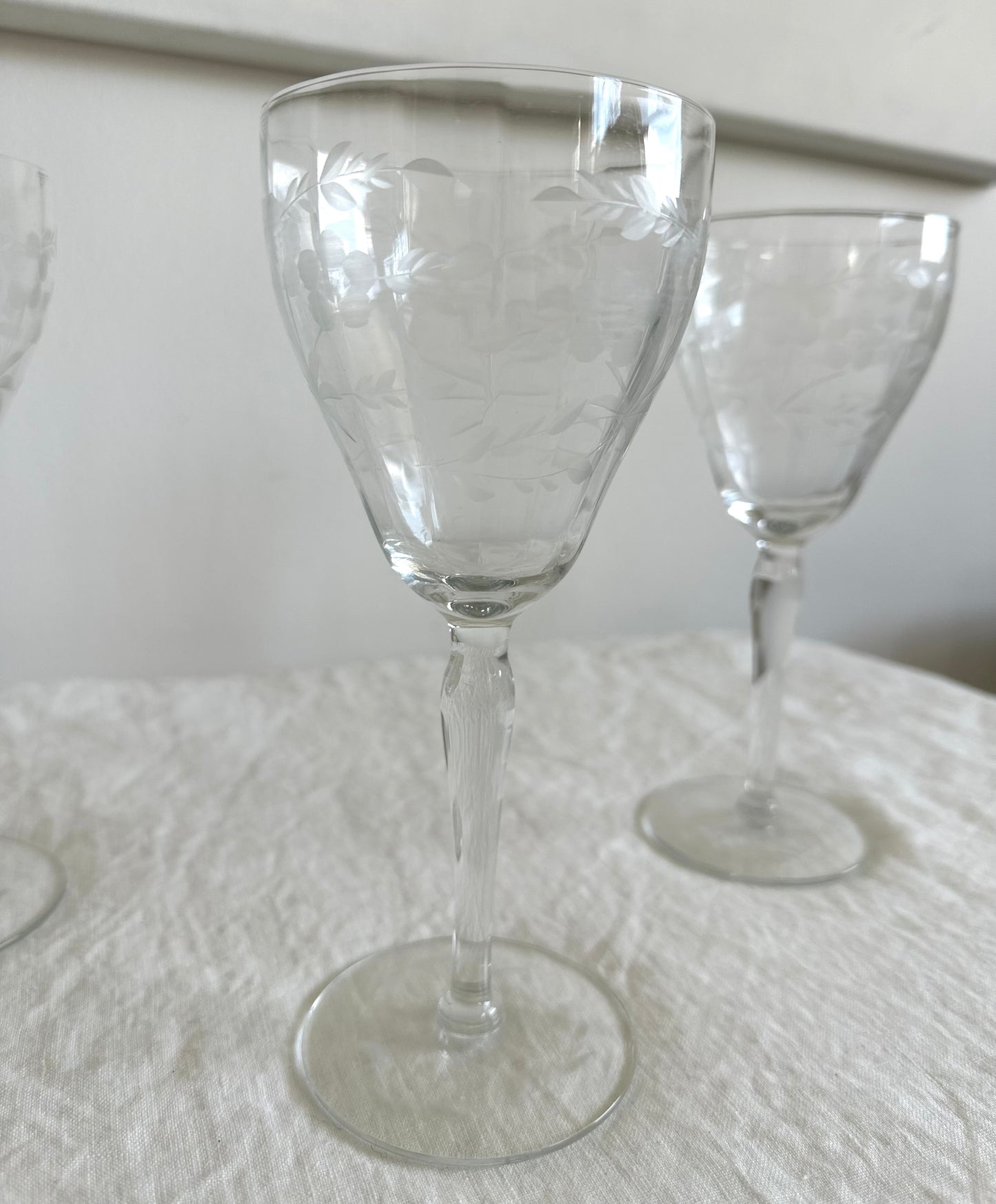 Vintage Etched Glass Stemware
