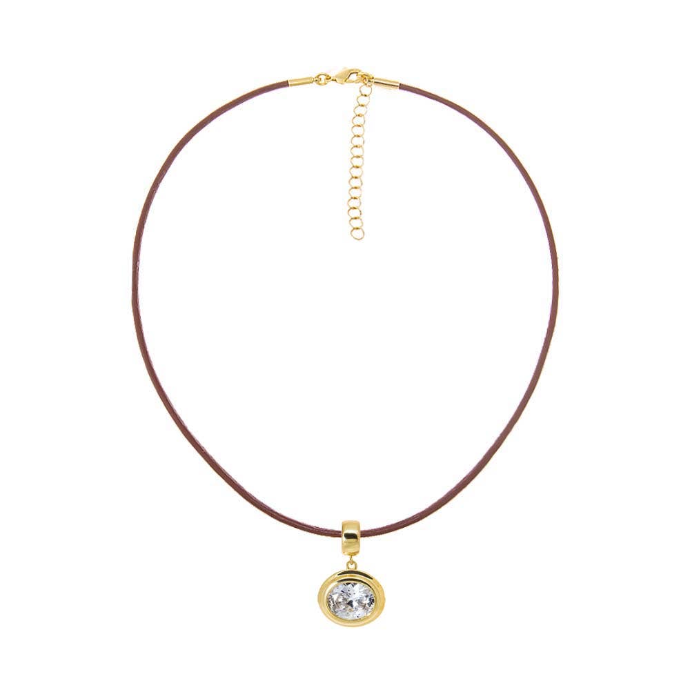 Rope and Bezel Necklace- Burgundy