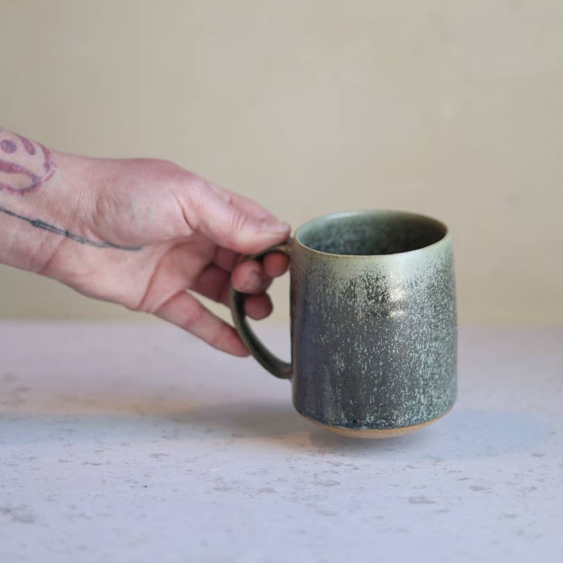 Smooth Handmade Pottery Mug in Moss Green