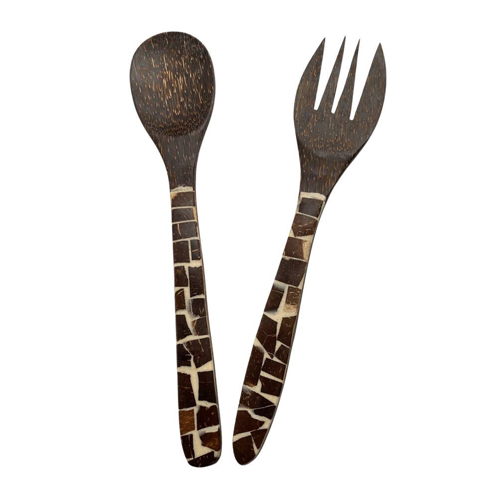 Salad Servers with Inlay Detail