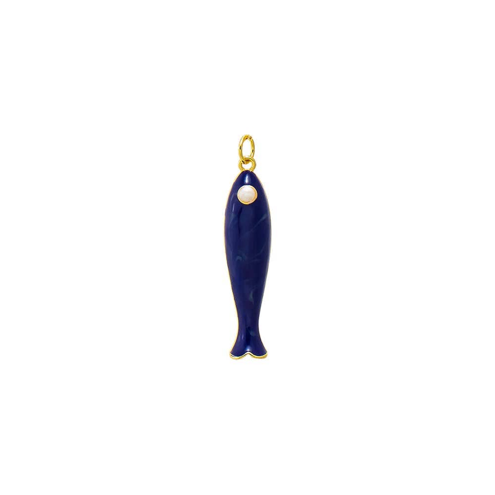 Enamel Petite Fish Charm- Black