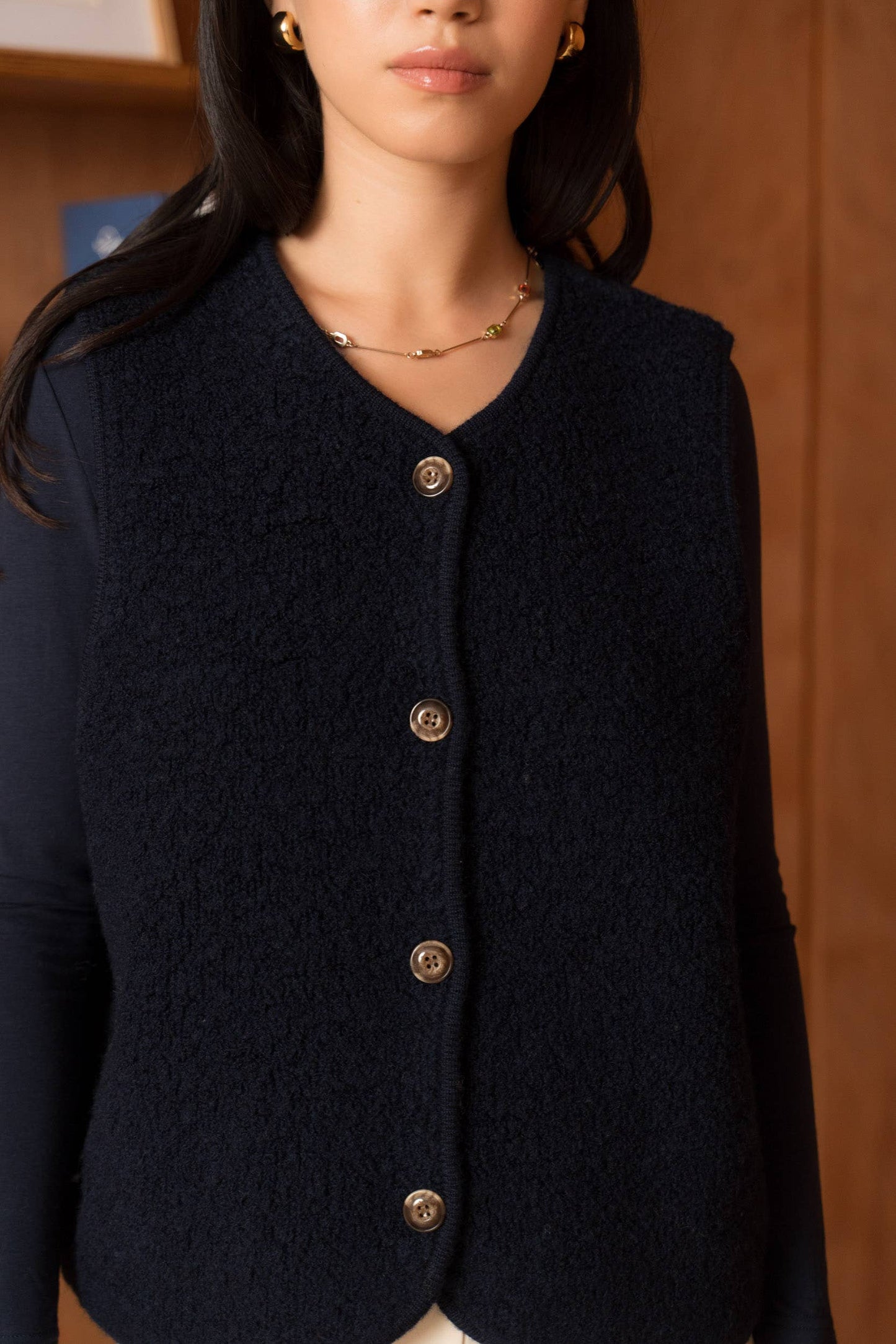 100% merino wool fleece vest- one size