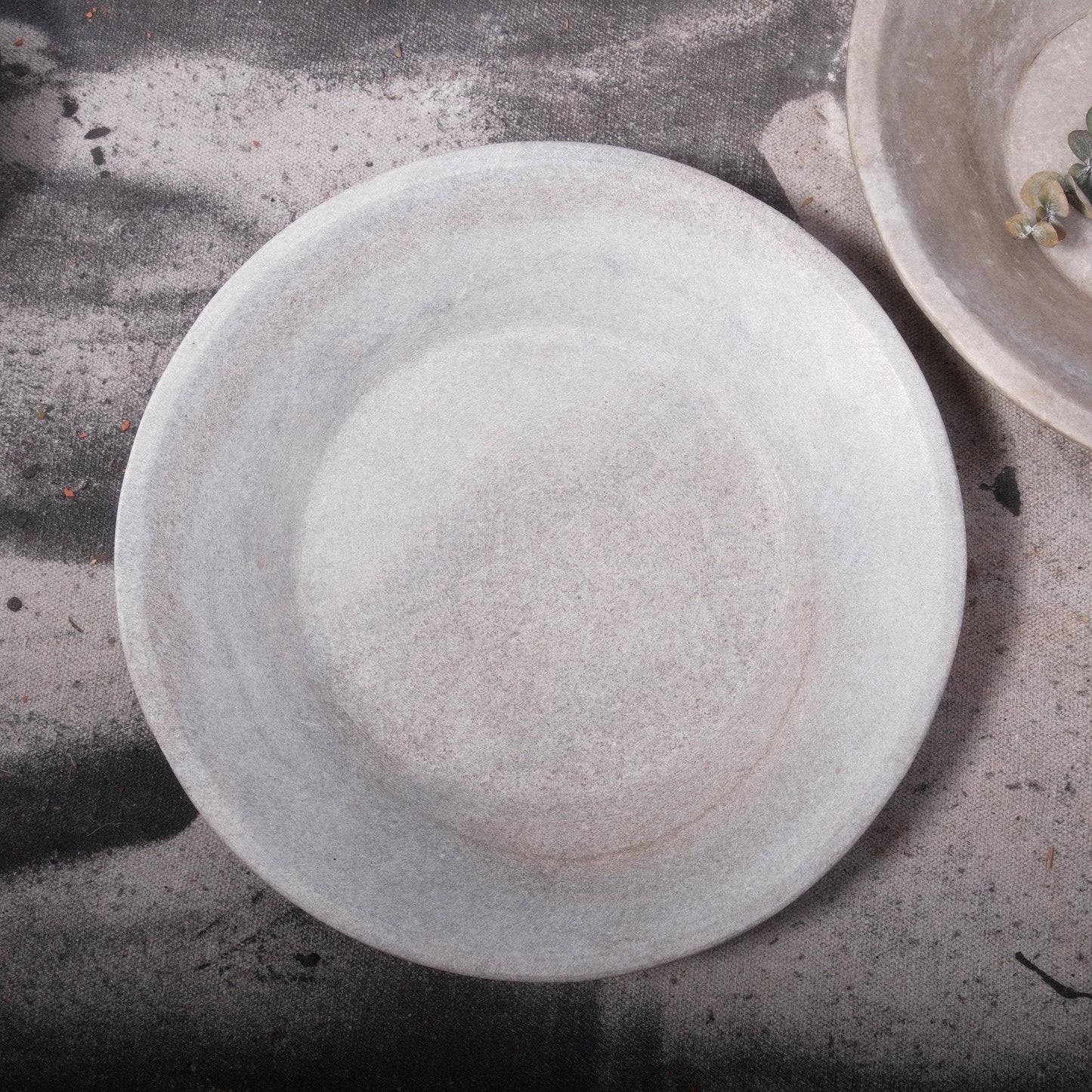 Hand Carved White Marble Bowl - 12"