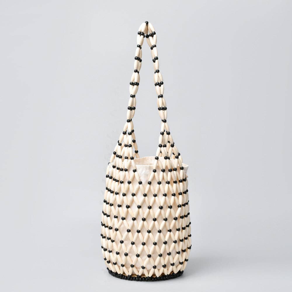 Handwoven Beaded Vacation Bucket Bag