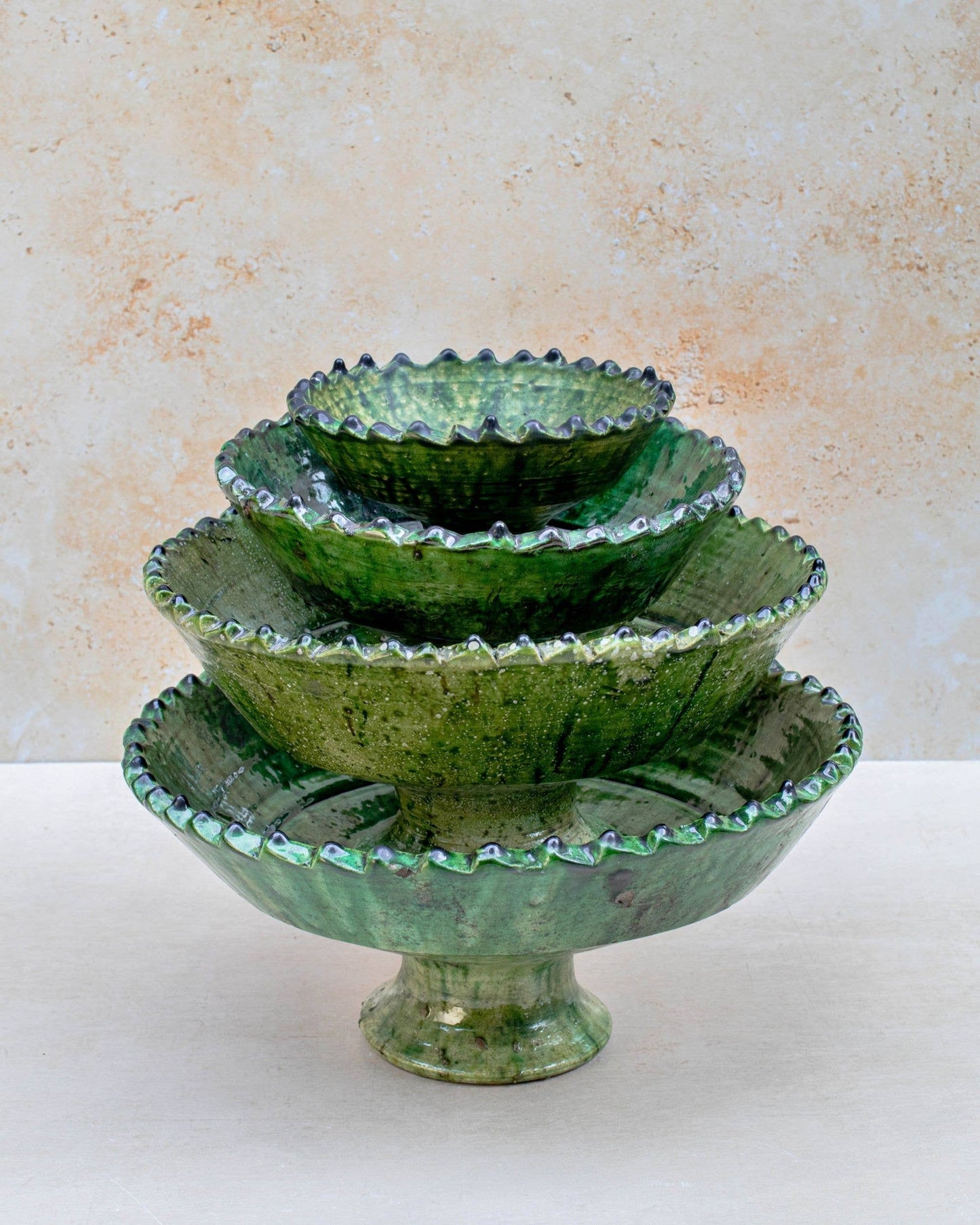Handmade Moroccan Pedestal Bowl- Green