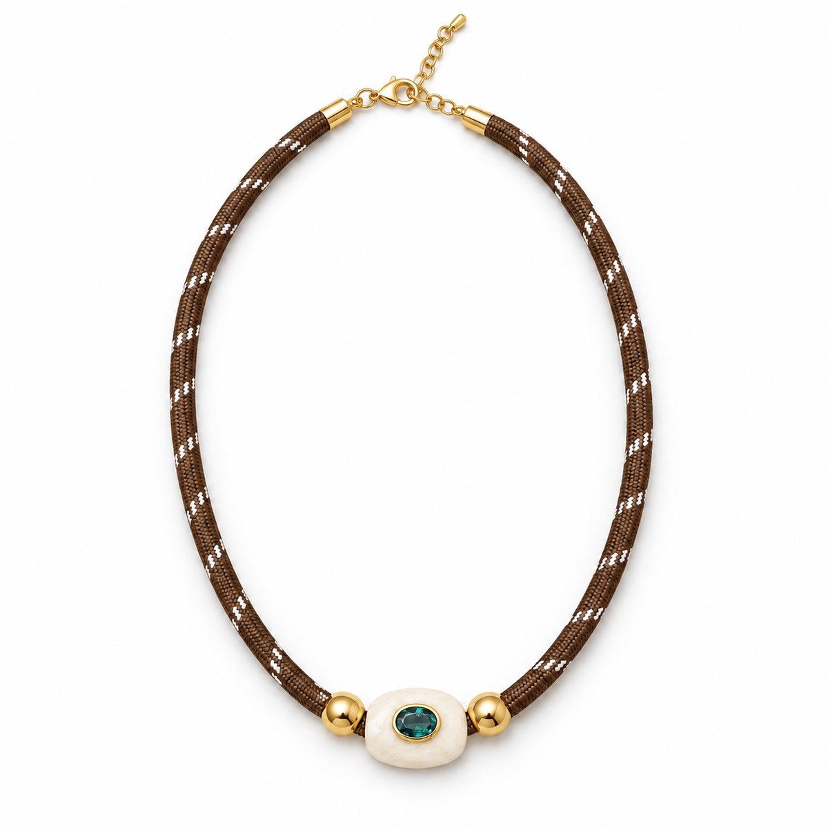 Teal Gemstone Paracord Necklace