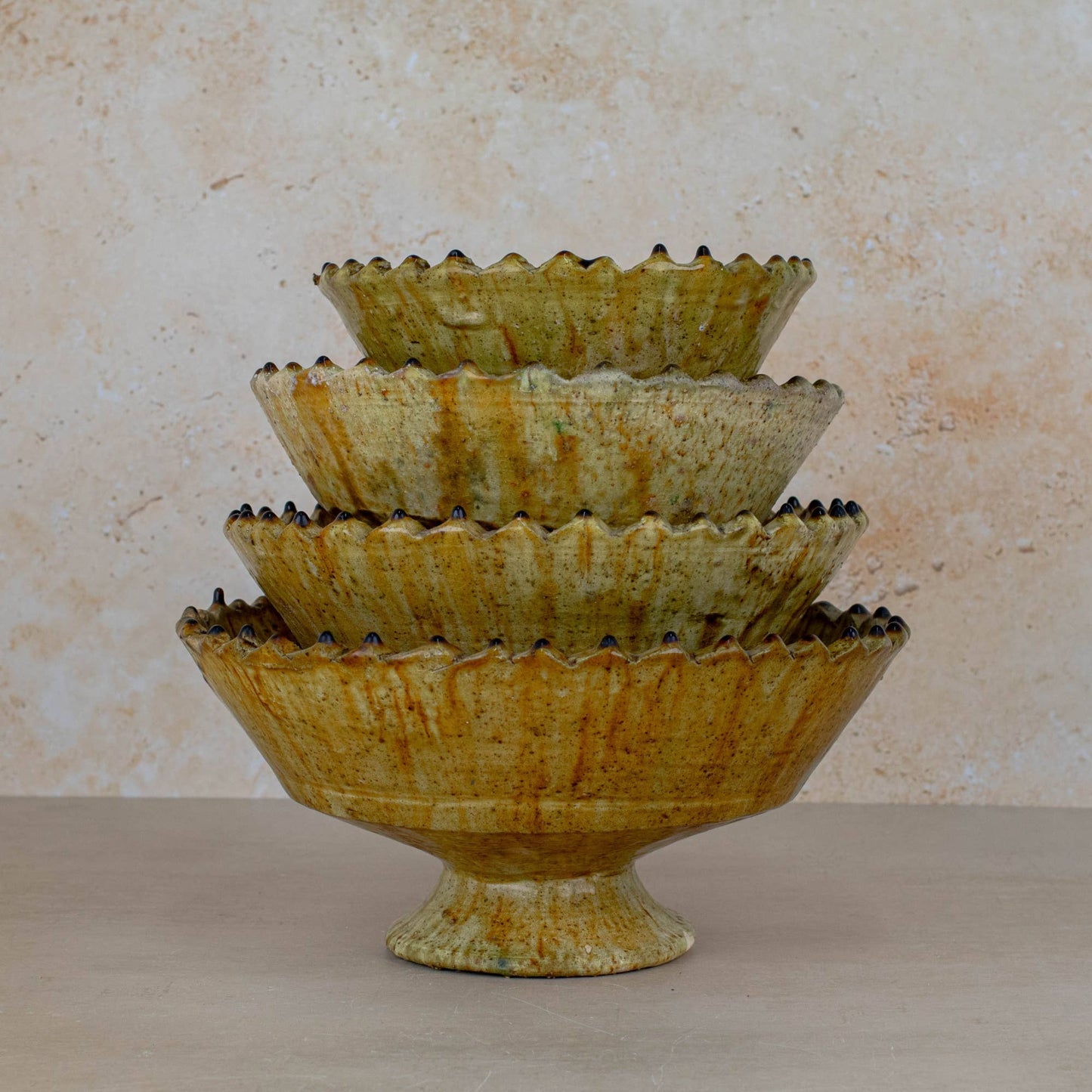 Handmade Moroccan Pedestal Bowl- Yellow