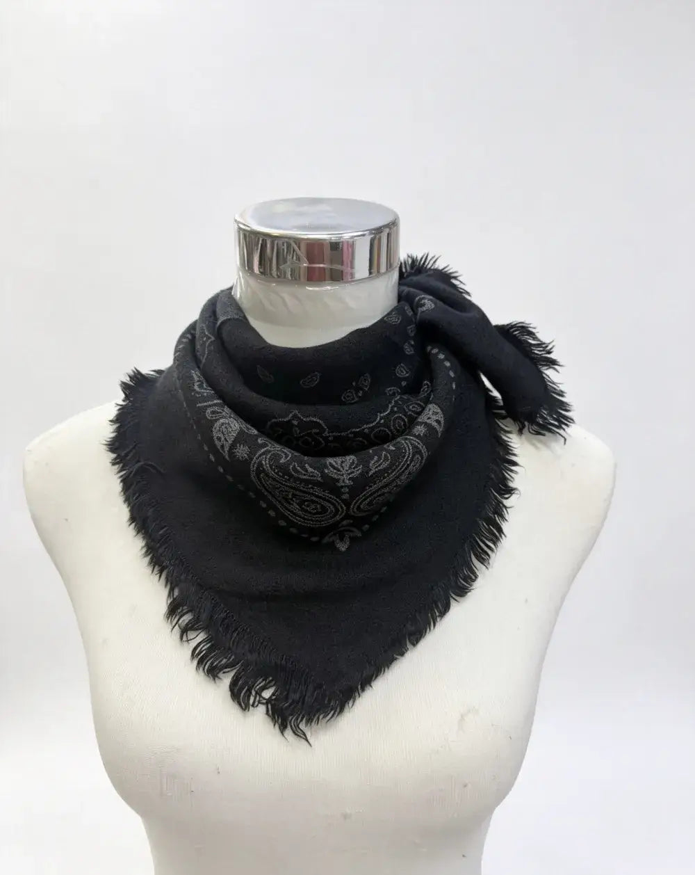 Wool blend bandana print scarf- Black