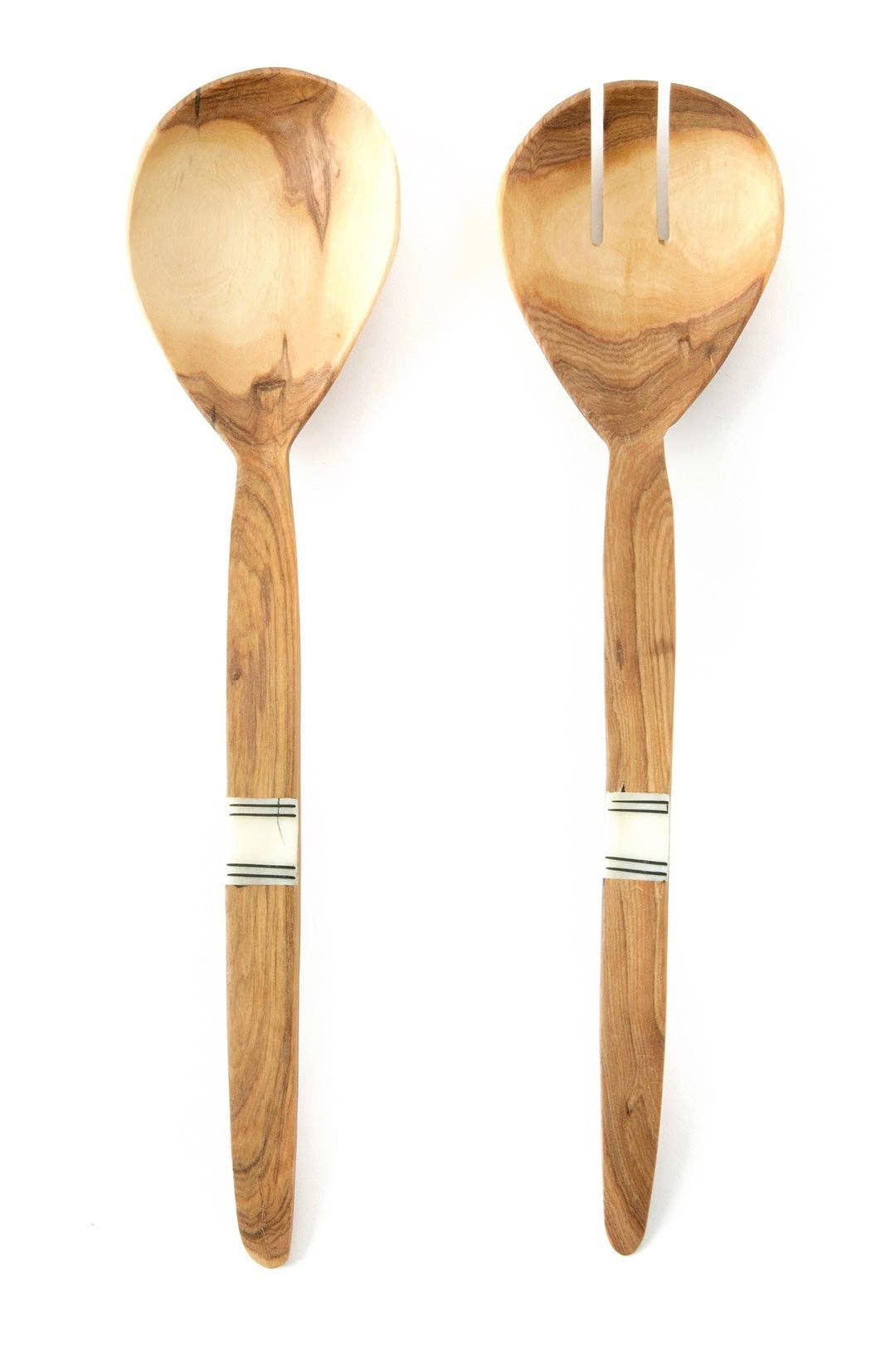 Slim Wild Olive Wood Salad Server Set