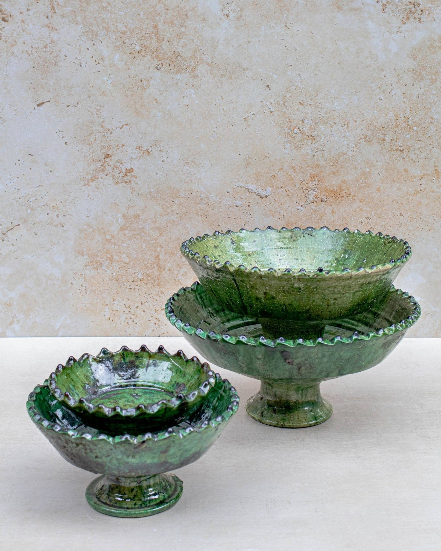 Handmade Moroccan Pedestal Bowl- Green