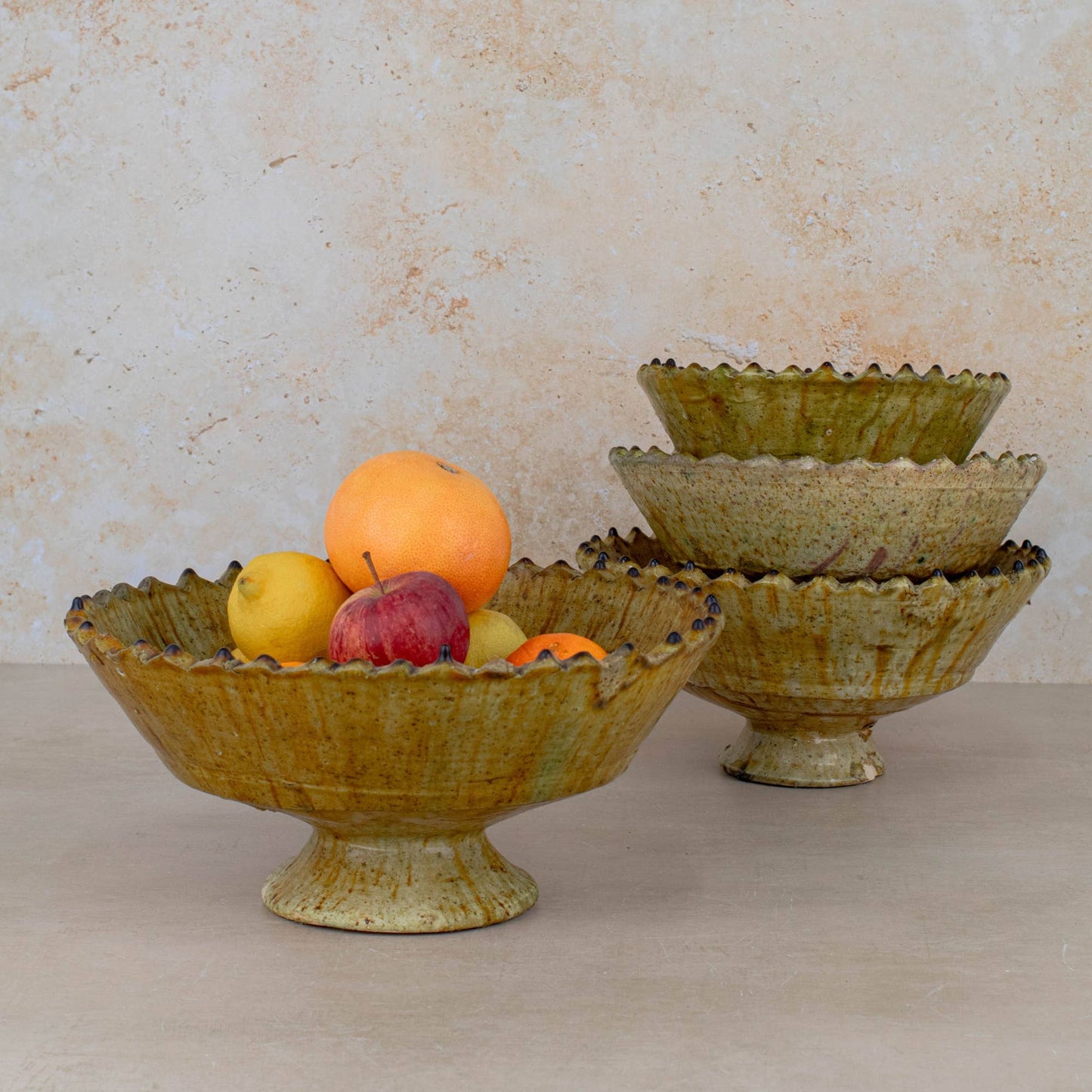 Handmade Moroccan Pedestal Bowl- Yellow