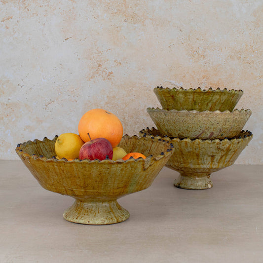 Handmade Moroccan Pedestal Bowl- Yellow