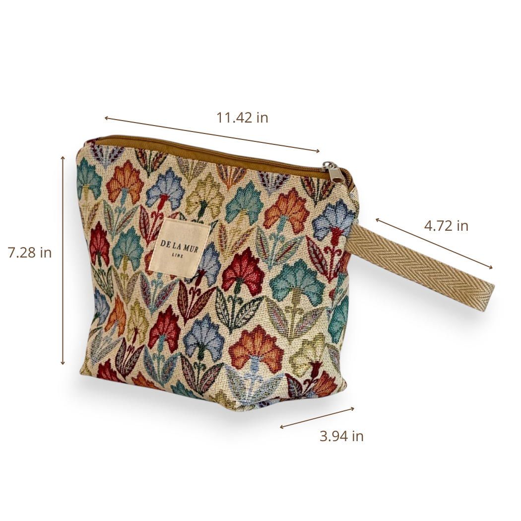 Floral Jacquard Large Makeup Bag – Multicolor (Flora)
