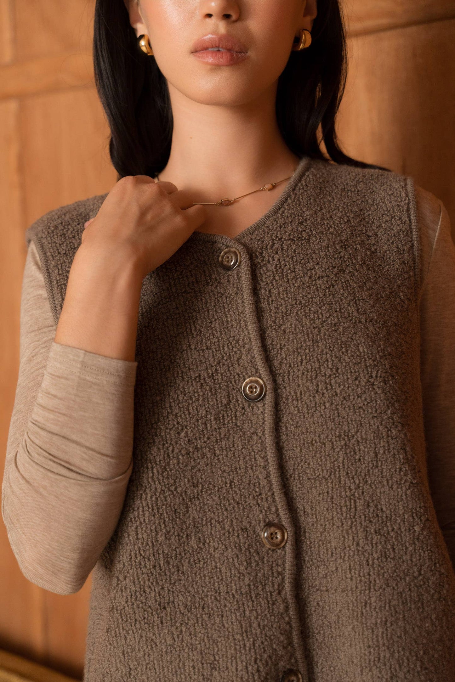 100% merino wool fleece vest- one size