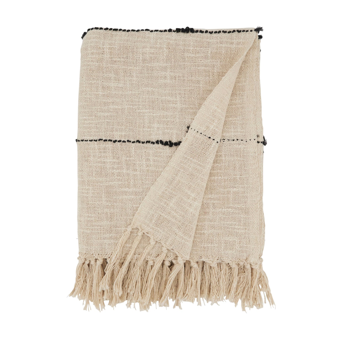 Textured Stripe Fringe Throw Blanket