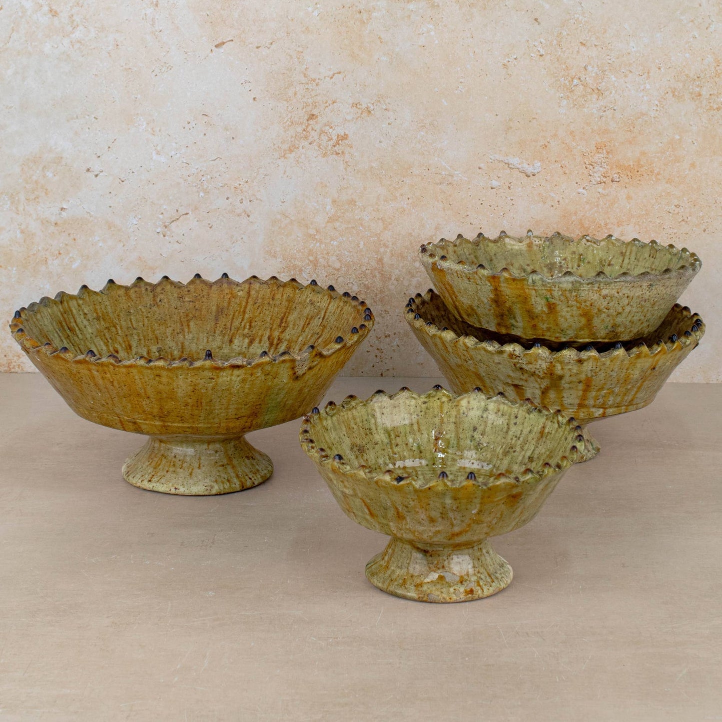 Handmade Moroccan Pedestal Bowl- Yellow