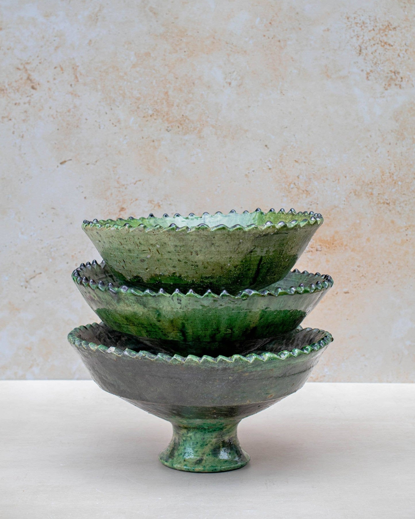 Handmade Moroccan Pedestal Bowl- Green