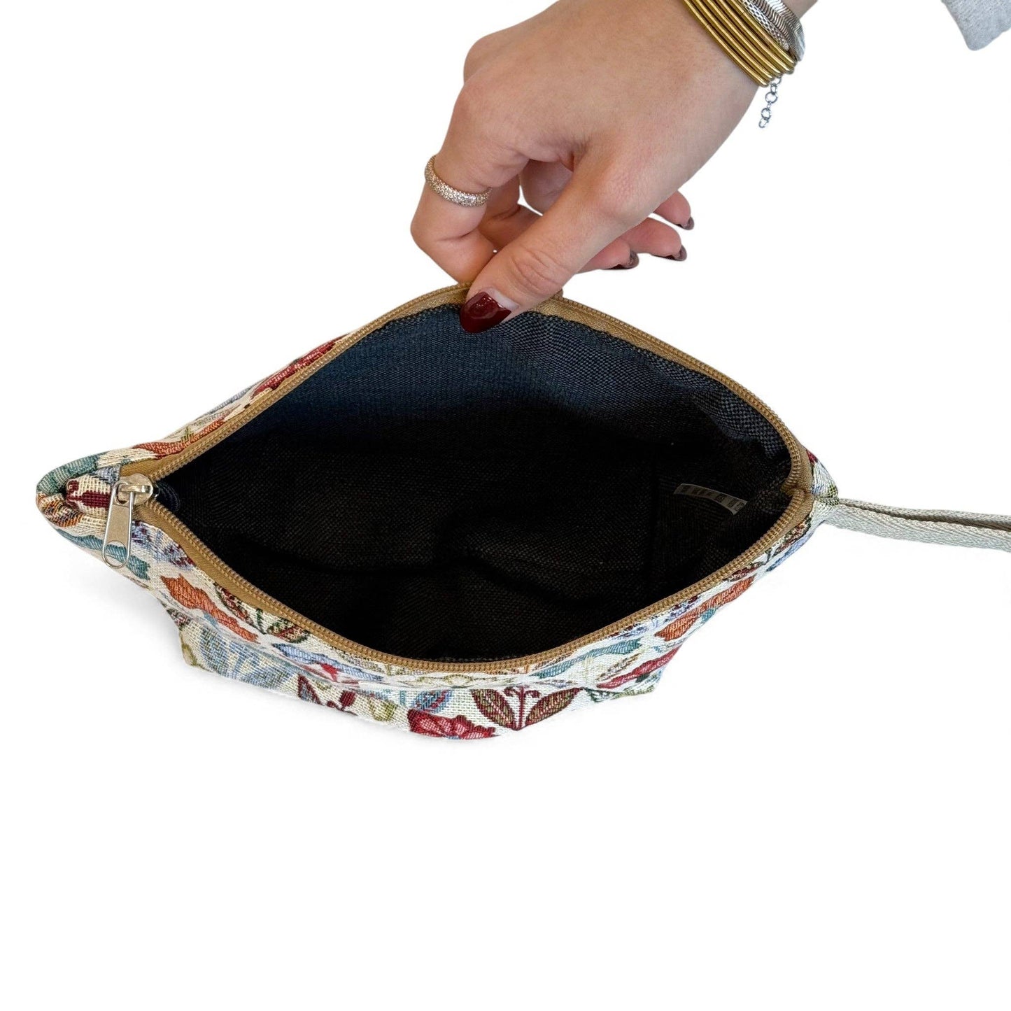 Floral Jacquard Large Makeup Bag – Multicolor (Flora)