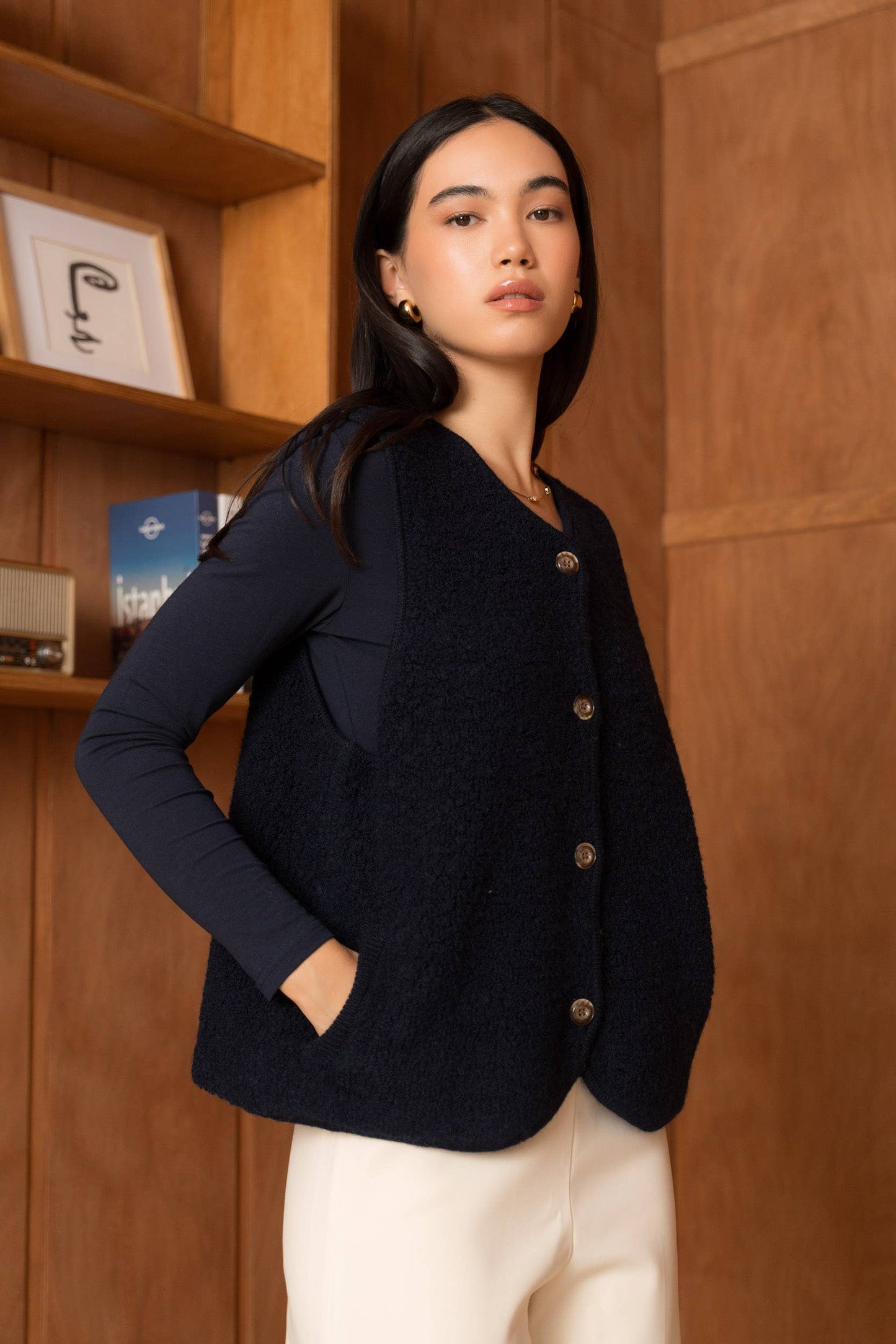 100% merino wool fleece vest- one size