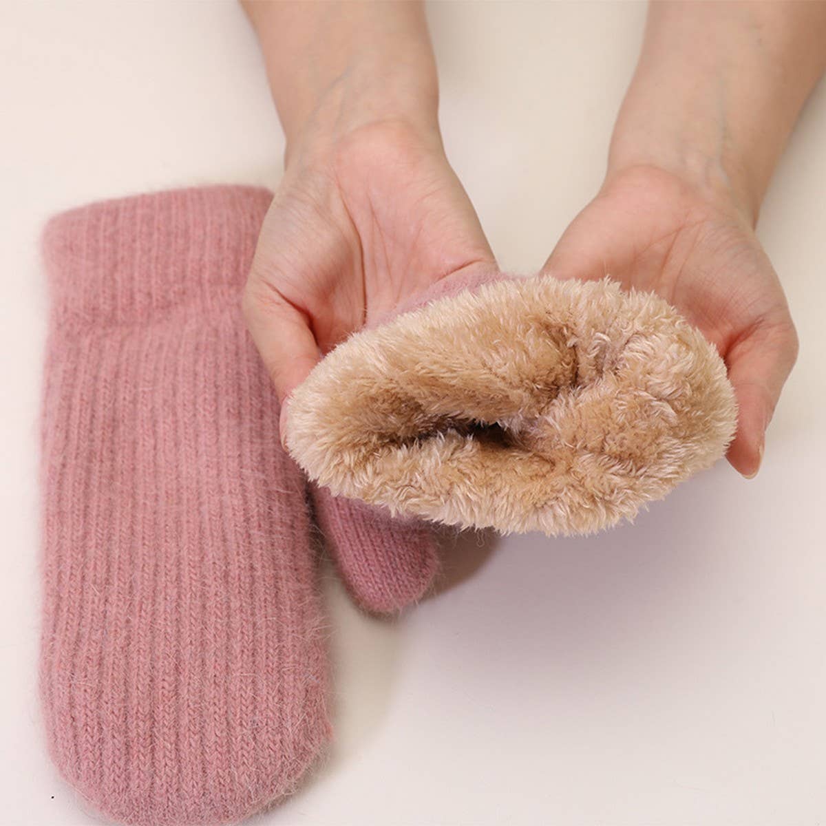 Knitted Wool Blend Gloves
