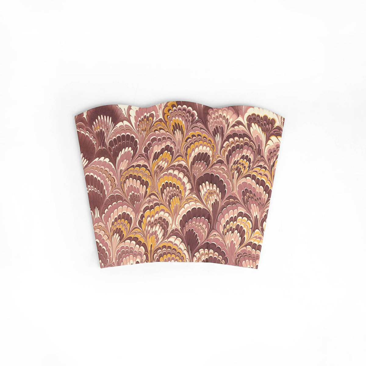 Marbled Large Scalloped Collapsible Basket - Burgundy