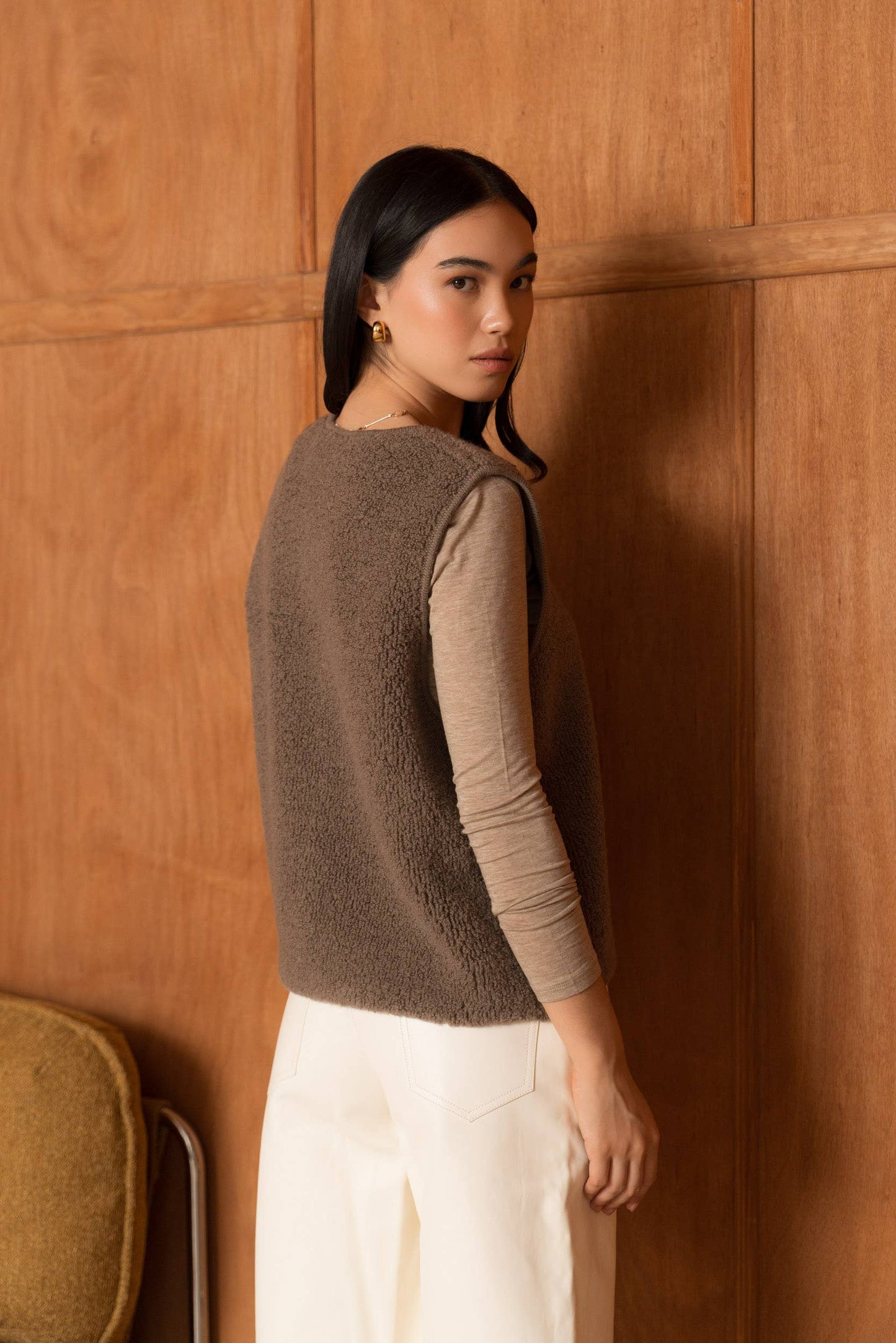 100% merino wool fleece vest: one size
