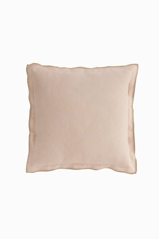 Linen Pillow With Needlework Edge- 20"
