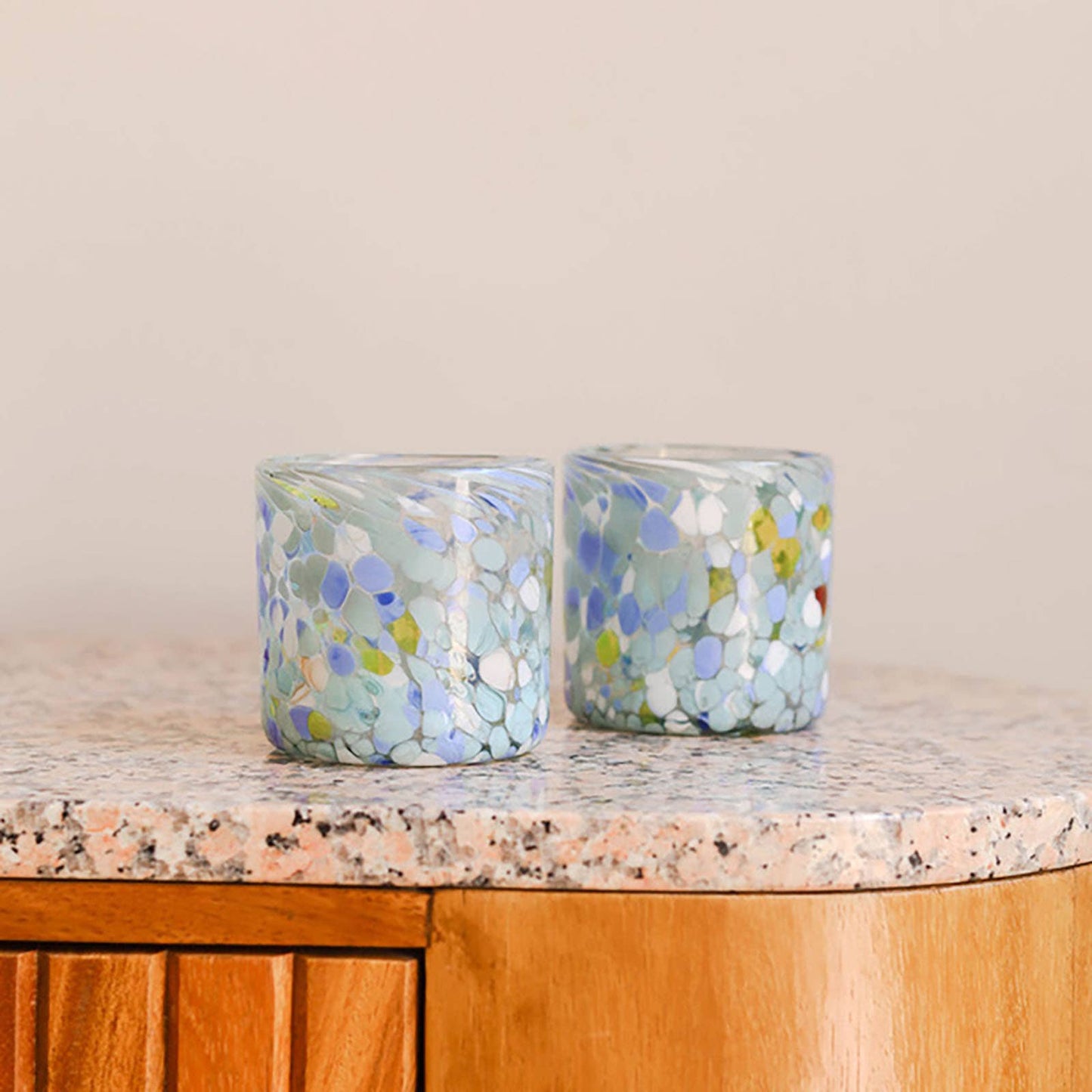 Hand Blown Wine or Cocktail Glass Tumbler - Eggshell