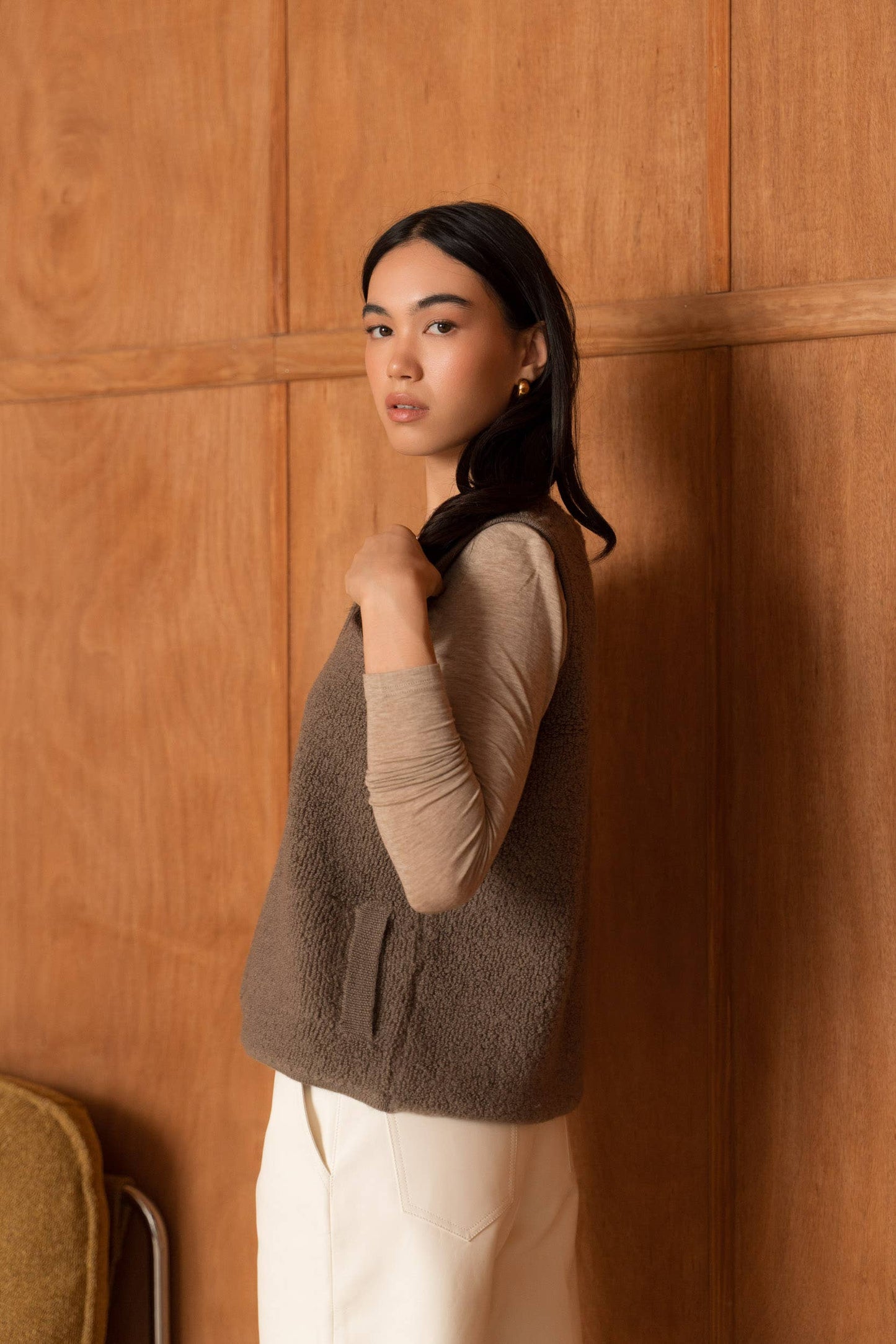 100% merino wool fleece vest- one size