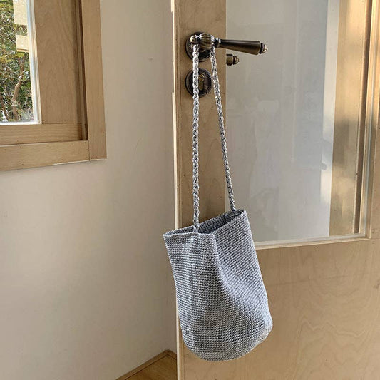 Metallic Woven Bucket Bag